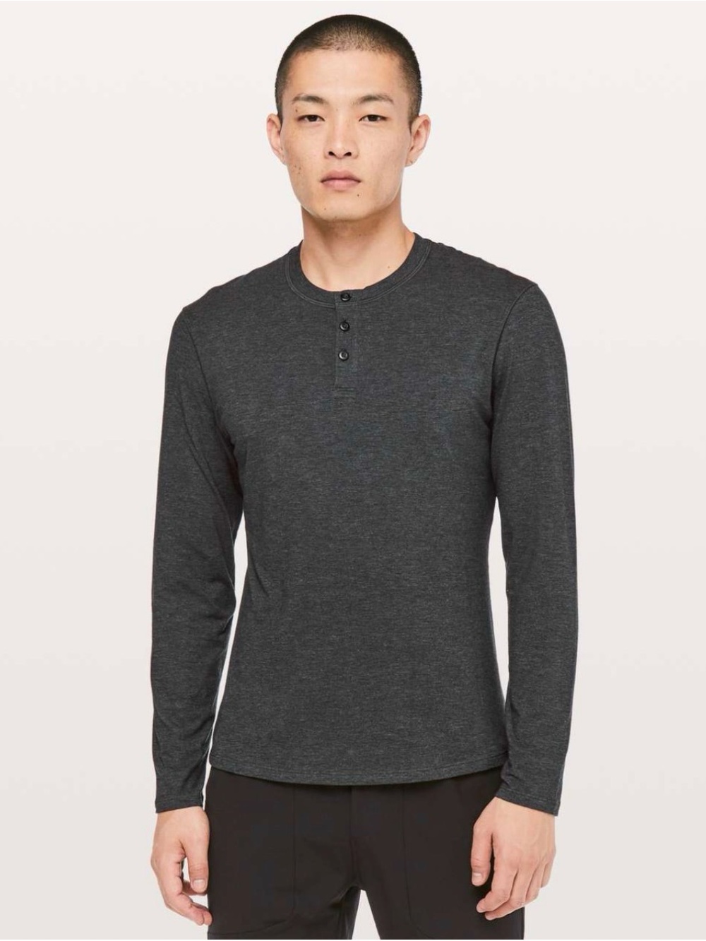Lululemon 5 Year Basic Long Sleeve Henley Heathered Black Men’s XL